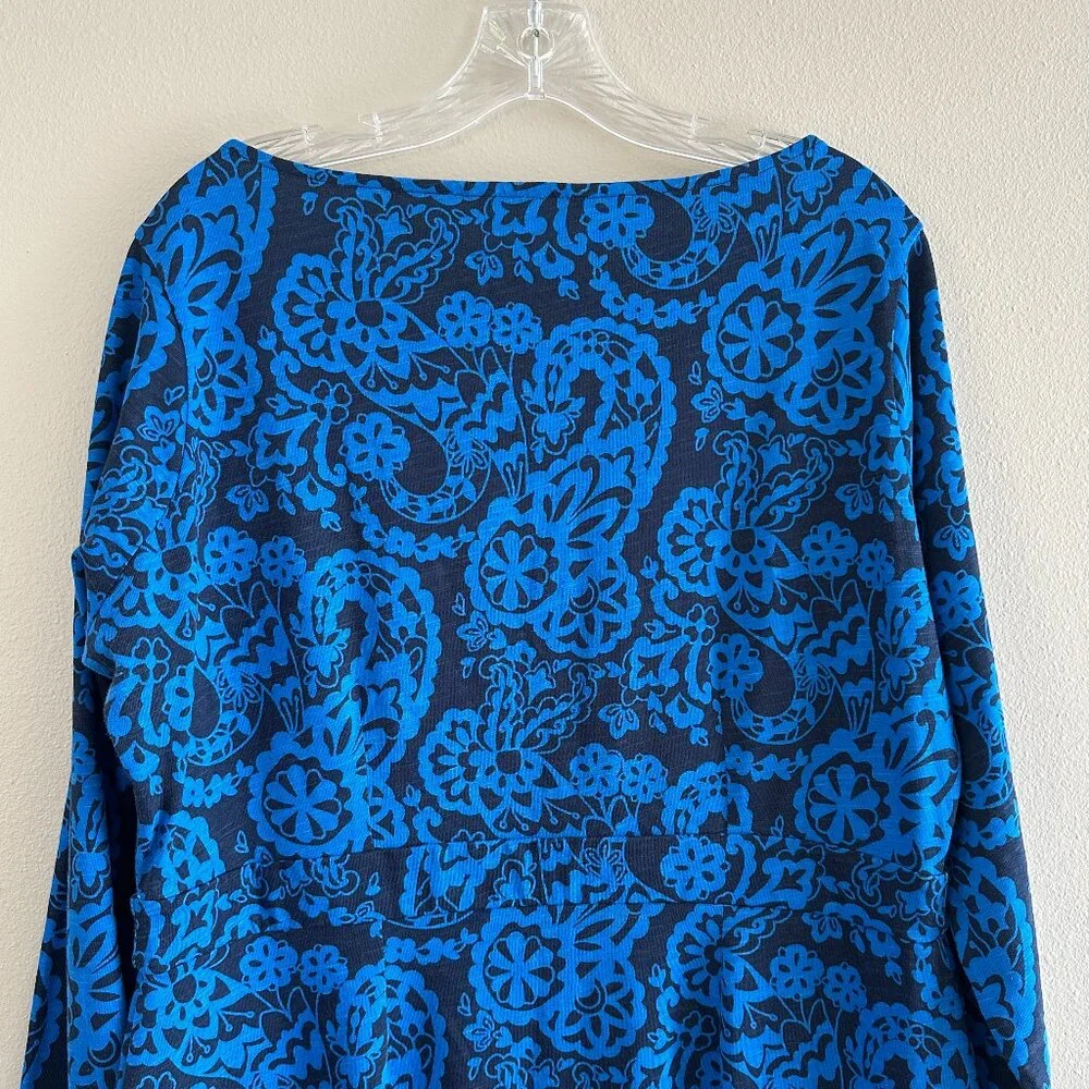 Boden Florrie Cotton Jersey Knit Long Sleeve Dress, Blue Print, 14 - Picture 7 of 8